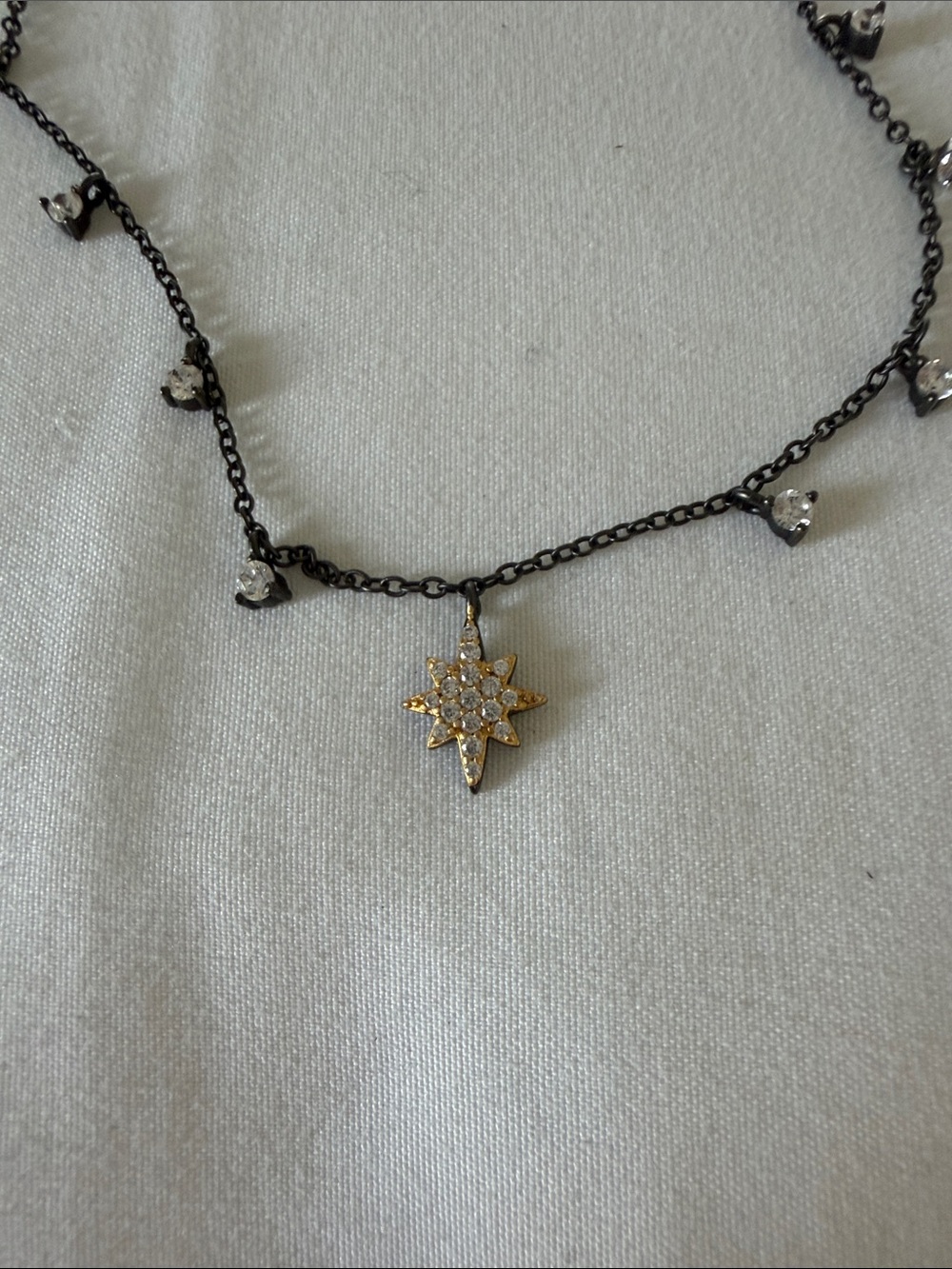 Women's Black Chain Necklace with Gold Star Pendant - Picture 3 of 3